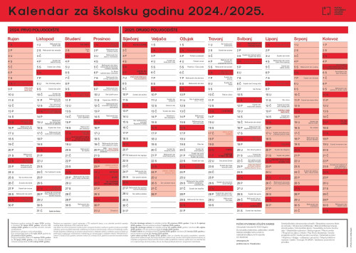 Školski kalendar -  plakatni format B2 2024